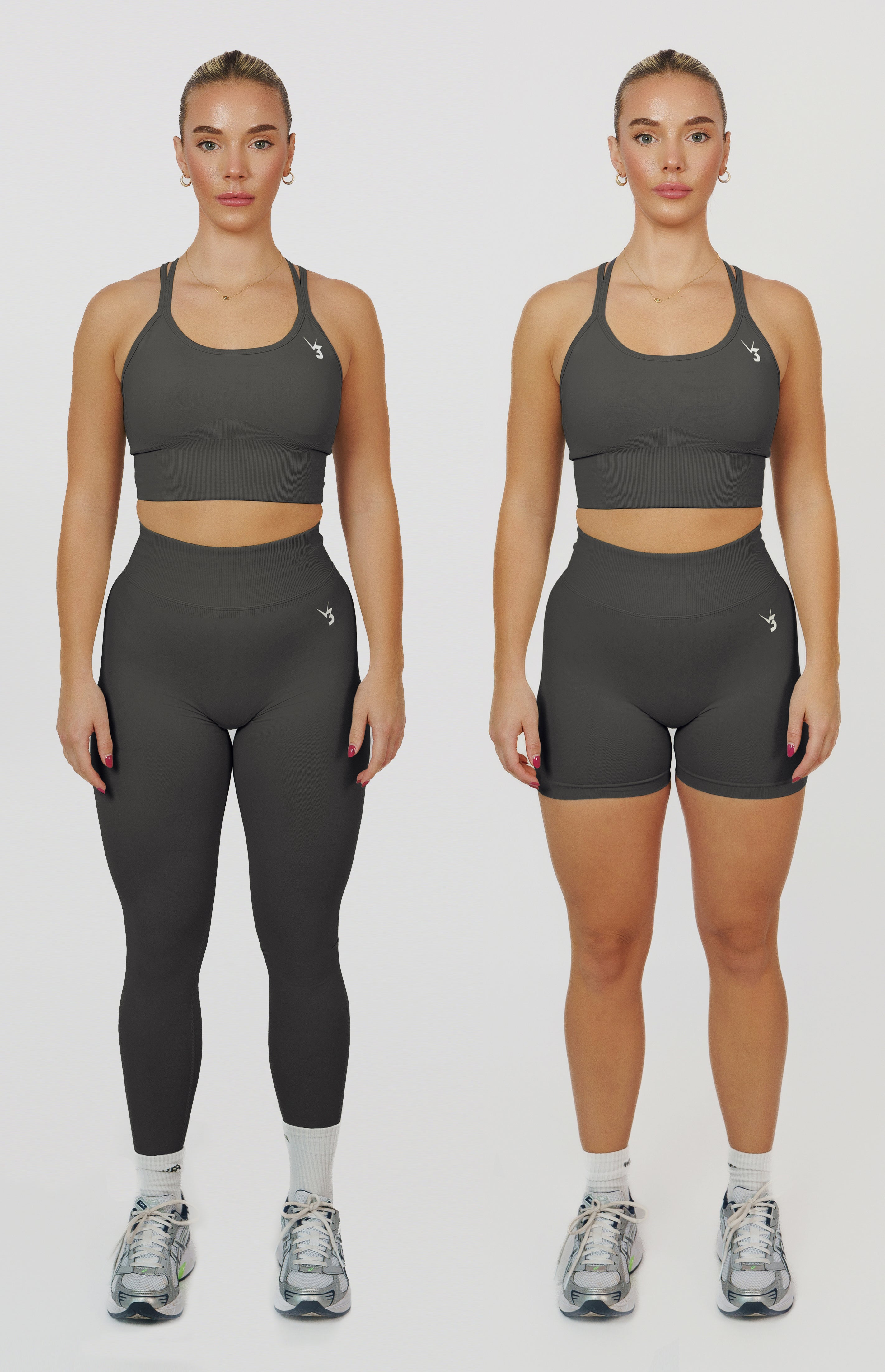 Form Seamless Scrunch Sports Bra, Leggings & Shorts Set - Slate Grey